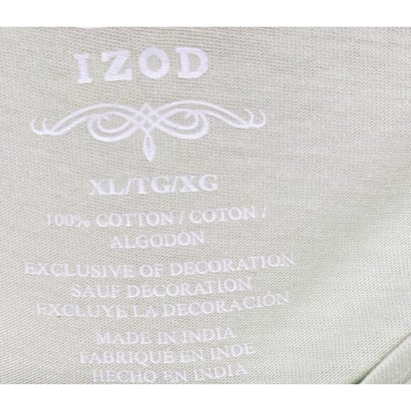 Izod Womens Chiffon Applique Flower Top Green Sequins Scoop Neck Boho XL - Picture 4 of 5